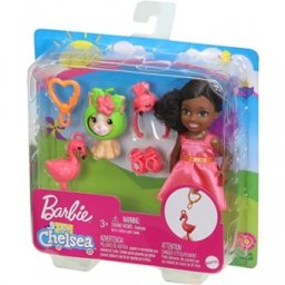 Barbie Club Chelsea Set papusa bruneta flamingo GJW30