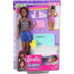 Barbie Babysitters Mulatra cu un copil la baie FXH06