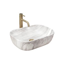 REA-U3324 - Lavoar pentru blat BELINDA 33x46 cm, ceramică, gri, cu aspect de piatră