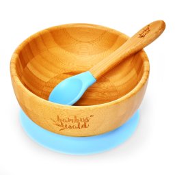 Klarstein Vesela pentru copii, cu castron și lingură de bambus, 400 ml, inclusiv ventuză, Ø: 13,7 cm (BW-10144-004)