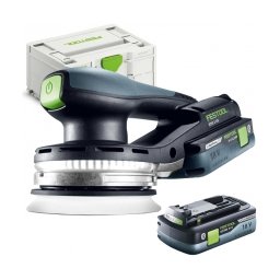 Festool - ETSC 2 125 4,0 I-Plus - Slefuitor cu excentric cu 2 acumulatori, Li-Ion, 18 V, 4 Ah, 125 mm, valiza speciala