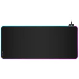 Mouse Pad gaming Corsair MM700 Extended, iluminare RGB, cablu detasabil USB-C, hub 2 porturi USB, 930x400 mm, Negru