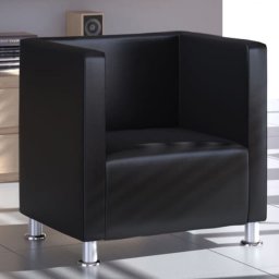 Fotoliu model cub, piele artificială, negru