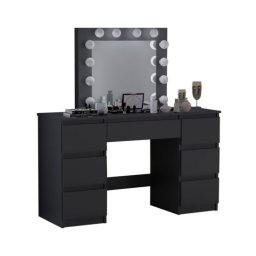Masa de toaleta/machiaj, negru, cu oglinda si LED-uri, Vanessa130x43x143 cm