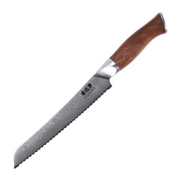 Gudaro - Cuțit pentru pâine din oțel damasc TAKUMI 8", lungime 20 cm, mâner din nuc