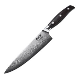 Gudaro - Cuțit de bucătar SHIRO 8", din oțel Damasc, 67 de straturi, lungime 20 cm