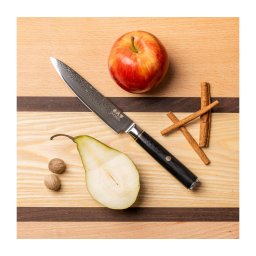 Gudaro - Cuțit de bucătărie universal AKIRO din oțel damasc 5", lungime 12,5 cm, negru