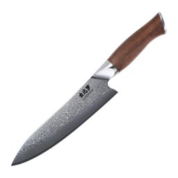 Gudaro - Cuțit de bucătar TAKUMI din oțel damasc, 67 de straturi, lungime 20 cm (8"), mâner din nuc
