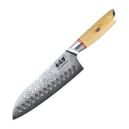 Gudaro - Cuțit de bucătărie Santoku HIKARI 7", 67 de straturi de oțel, lungime 17,5 cm