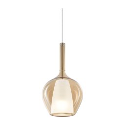 Ideal Lux - Lampă suspendată pe cablu KALIQUE 1xE27/42W/230V Ø 18 cm bej fumuriu