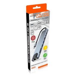 Accesorii IT Media-Tech MT5046 | 8 In 1 Giga Lan Hub Usb C