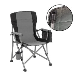 Scaun de pescuit Leziter Comfort Plus, pliabil, cu brate si suport pahar, gri