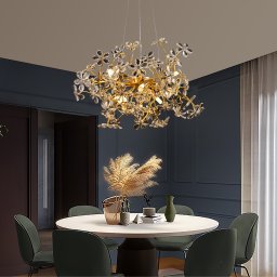 Candelabru din cristal CM325/600GD cu 9x G9, crom, Ø55 cm, înaltime reglabila