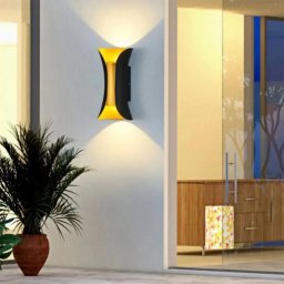 Aplica LED de exterior Pauline 2, 10W, 3000K, metal negru-auriu, 20x10 cm
