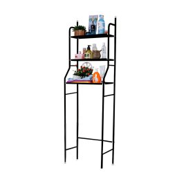 Raft baie Leziter deasupra toaletei, 3 niveluri, metal, negru, 47x25x155 cm