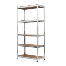 Raft metalic Leziter robust 180x90x30 cm, 5 polite MDF, 175 kg/raft, crom