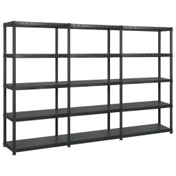 Raft de depozitare cu 5 polite, negru, 255x40x185 cm, plastic GartenMobel Dekor