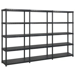 Raft de depozitare 5 niveluri negru 274,5x45,7x185 cm, plastic GartenMobel Dekor