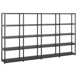 Raft de depozitare cu 5 polite, negru, 284x38x170 cm, plastic GartenMobel Dekor