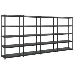 Raft de depozitare cu 5 polite, negru, 340x40x185 cm, plastic GartenMobel Dekor