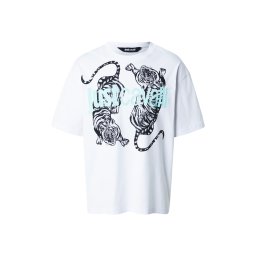 Just Cavalli Tricou 'TIGERS' albastru aqua / negru / alb