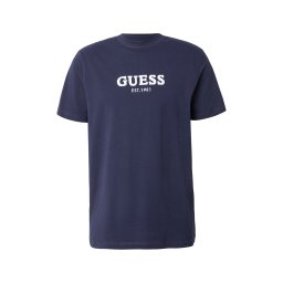 GUESS Tricou bleumarin / alb murdar