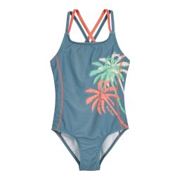 PLAYSHOES Costum de baie întreg 'Palmen' albastru / verde / portocaliu / alb