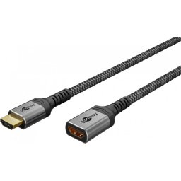 Cablu prelungitor HDMI 8K60Hz/4K120Hz T-M 3m brodat Alb/Negru, Goobay G79107