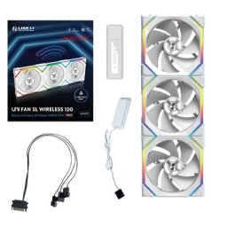 Lian Li UNI FAN SL Wireless 120 Reverse Blade Carcasă calculator Ventilator 12 cm Alb 3 buc.