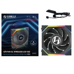 Lian Li UNI FAN SL Wireless LCD 120 Reverse Blade Carcasă calculator Ventilator 12 cm Negru 1 buc.