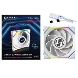 Lian Li UNI FAN SL Wireless LCD 120 Reverse Blade Carcasă calculator Ventilator 12 cm Alb 1 buc.