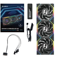 Lian Li UNI FAN SL Wireless LCD 120 Reverse Blade Carcasă calculator Ventilator 12 cm Negru 3 buc.