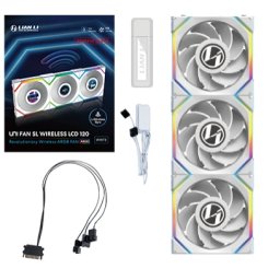 Lian Li UNI FAN SL Wireless LCD 120 Reverse Blade Carcasă calculator Ventilator 12 cm Alb 3 buc.