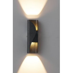 Aplica LED AX221 neagra pentru interior/exterior, 2x6W, lumina calda 3000K