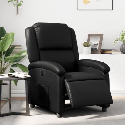 Fotoliu rabatabil electric, negru, piele ecologica GartenMobel Dekor