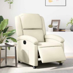 Fotoliu rabatabil electric, crem, piele ecologica GartenMobel Dekor
