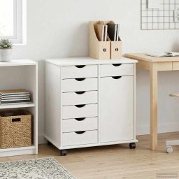 Cabinet mobil Alb 63,5 x 39 x 65,5 cm Lemn de pin masiv GartenMobel Dekor