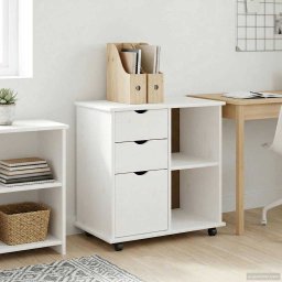 Cabinet mobil Alb 63,5 x 39 x 65,5 cm Lemn de pin masiv GartenMobel Dekor