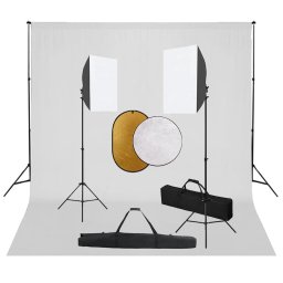 Kit studio foto cu lumini softbox, fundal si reflector GartenMobel Dekor