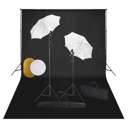 Set studio foto cu lampi, umbrele, fundal si reflector GartenMobel Dekor