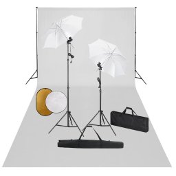 Set studio foto cu lampi, umbrele, fundal si reflector GartenMobel Dekor
