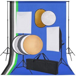 Set studio foto cu lumini softbox, fundal si reflector GartenMobel Dekor
