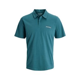 JACK & JONES Tricou 'JJBRANDON' gri / verde petrol / alb