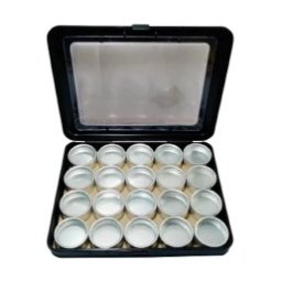 Set 20 cutiuțe de aluminiu in cutie plastic capac transparent