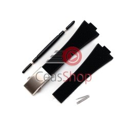 Curea silicon neagră cu catarama din trei parti pentru Tissot PRX de 35/40mm diametru