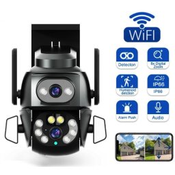 Camera de supraveghere Dubla PTZ 8MP 4K Q-S800 cu Aplicatie GRI