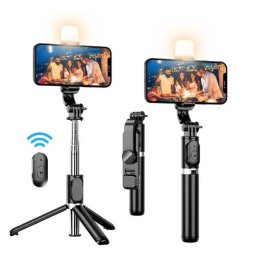 Selfie Stick ZP60 Trepied Telecomanda Bluetooth Si Proiector LED