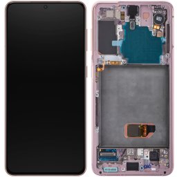 Piese si componente Display - Touchscreen Samsung Galaxy S21 5G, Cu Rama, si piese, Roz, Service Pack GH82-24544D