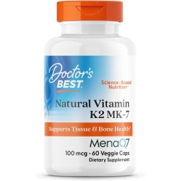 Vitamina K2 MK-7 MenaQ7 pentru Oase, Artere si Metabolismul Calciului - Doctor's Best - 100 mcg - 60 Capsule