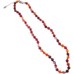 Colier cu noduri Agat rosu sfere fatetate, 6mm